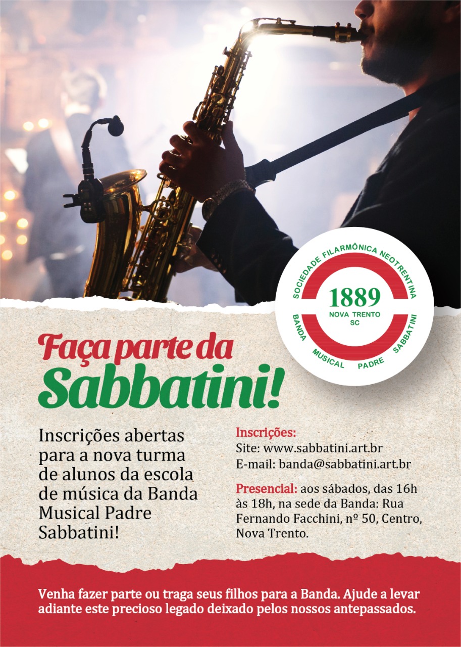 Banda Musical Padre Sabbatini abre inscrições para novos alunos -