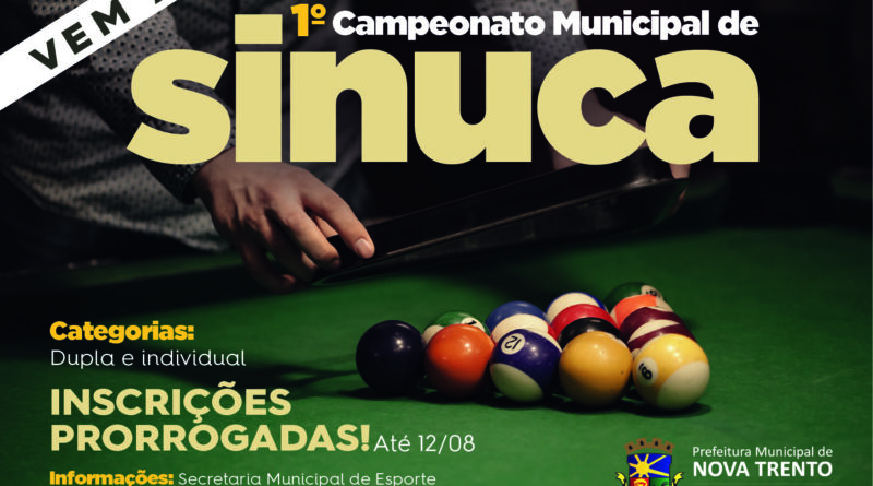 Inscrições para Campeonato Municipal de Sinuca Livre 2023 são prorrogadas  até 1º de outubro – Prefeitura de Nova Trento