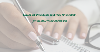 Processo Seletivo nº 01/2020 - Julgamento dos Recursos