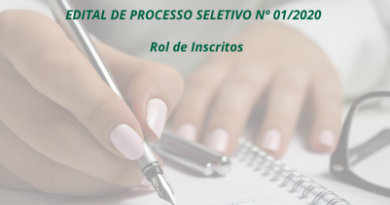 Edital de Processo Seletivo nº 012/2020 - Rol de Inscritos