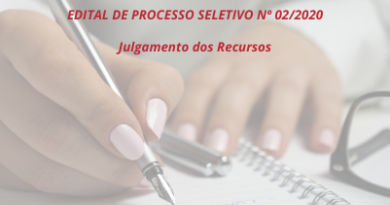 Processo Seletivo nº 02/2020 - Julgamento de Recursos